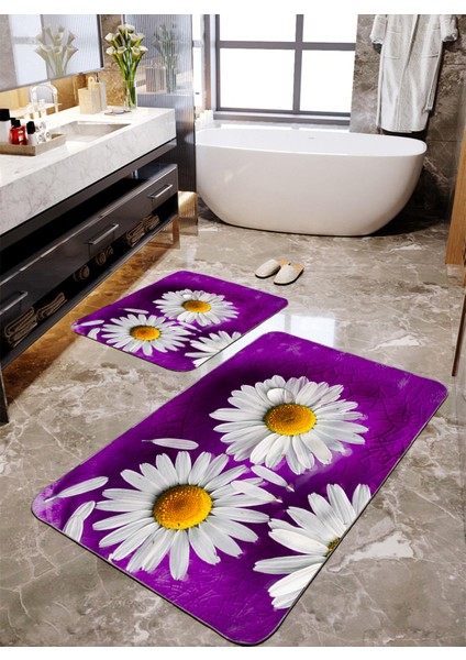Papatyalı 2'li Banyo Paspas Seti TLAHMP-101