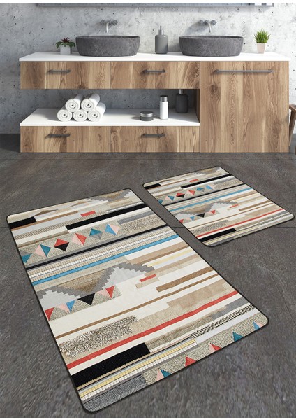 Klim Desen Baskılı 2'li Banyo Paspas Seti TLAHMP-118