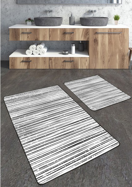 Çizgi Desenli 2'li Banyo Paspas Seti TLAHMP-151