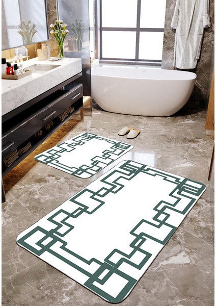Sarmal Desenli 2'li Banyo Paspas Seti TLAHMP-152