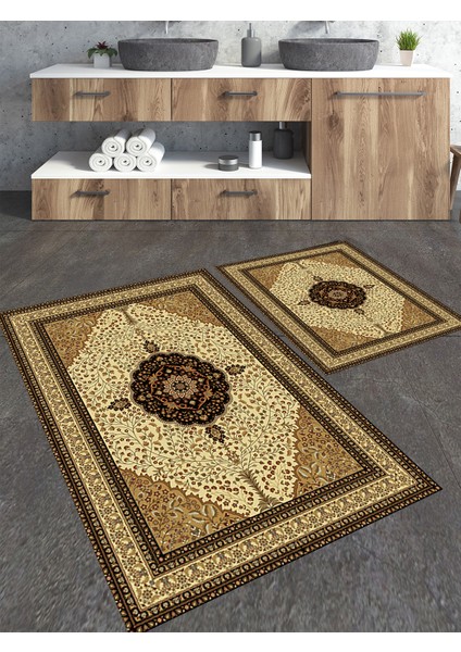 Klasik Desenli 2'li Banyo Paspas Seti TLAHMP-177
