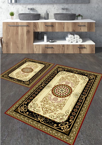 Etnik 4 Desenli 2'li Banyo Paspas Seti TLAHMP-182