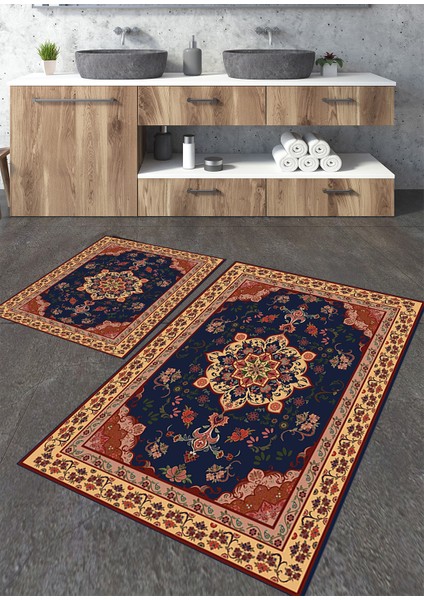 Etnik 7 Desenli 2'li Banyo Paspas Seti TLAHMP-187