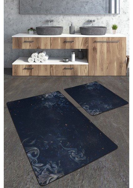 Ebru Desenli 2'li Banyo Paspas Seti TLAHMP-212