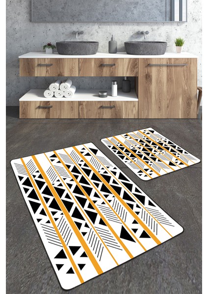 Geometrik Desenli 2'li Banyo Paspas Seti TLAHMP-231