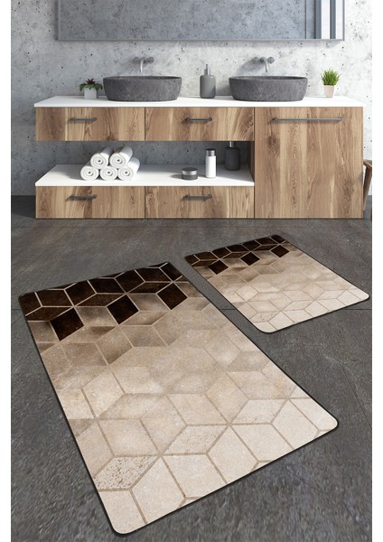 Mozaik Desenli 2'Lİ Banyo Paspas Seti TLAHMP-238