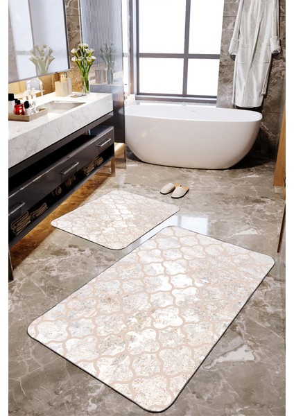 Mozaik Desenli 2'Lİ Banyo Paspas Seti TLAHMP-239