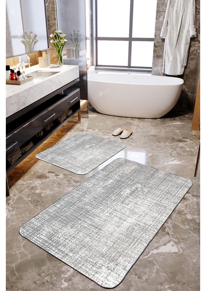 Gri Renk Geçişli 2'Lİ Banyo Paspas Seti TLAHMP-242