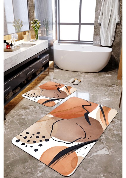 Pastel Desenli 2'li Banyo Paspas Seti TLAHMP-250