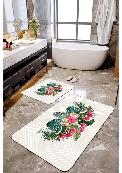Summer Desenli 2'li Banyo Paspas Seti TLAHMP-261