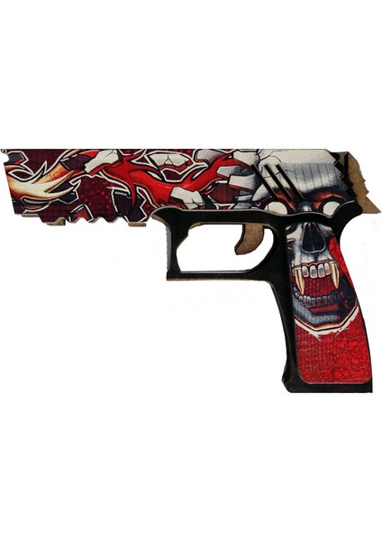 Ahşap CS-GO Kill Confirmed P250 Lastik Atar Oyuncak Tabanca