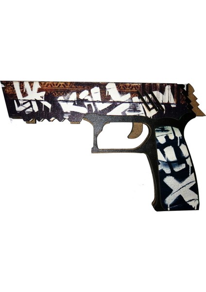 Ahşap CS-GO Kill Wasteland Rebel P250 Lastik Atar Oyuncak Tabanca