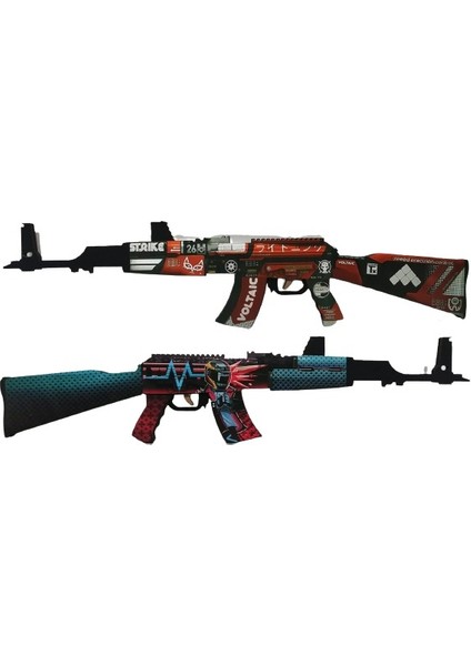 Ahşap CS-GO AK-47 2'li Tüfek Oyuncak Set 1002