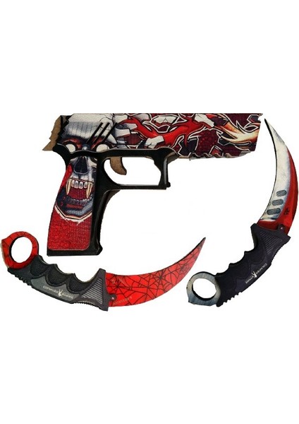 Ahşap CS-GO P250 Tabanca 2'li Karambite Oyuncak Set 6004