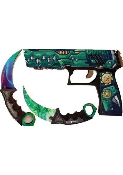 Ahşap CS-GO P250 Tabanca 2'li Karambite Oyuncak Set 6006