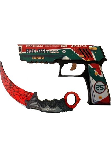 Ahşap CS-GO P250 Tabanca Karambite Oyuncak Set 7001