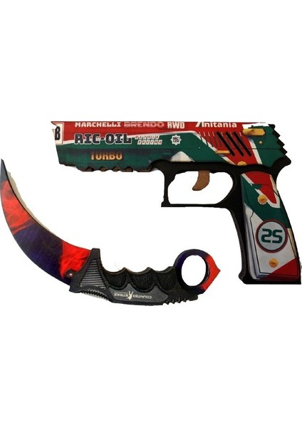 Ahşap CS-GO P250 Tabanca Karambite Oyuncak Set 7002