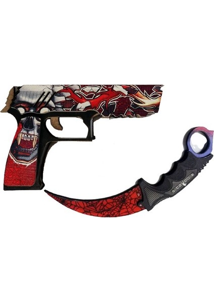 Ahşap CS-GO P250 Tabanca Karambite Oyuncak Set 7003