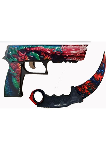 Ahşap CS-GO P250 Tabanca Karambite Oyuncak Set 7006