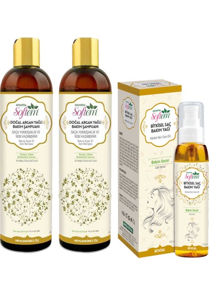 Argan Yağlı Bakım Şampuanı 2 Adet ve Bakım Yağı Seti