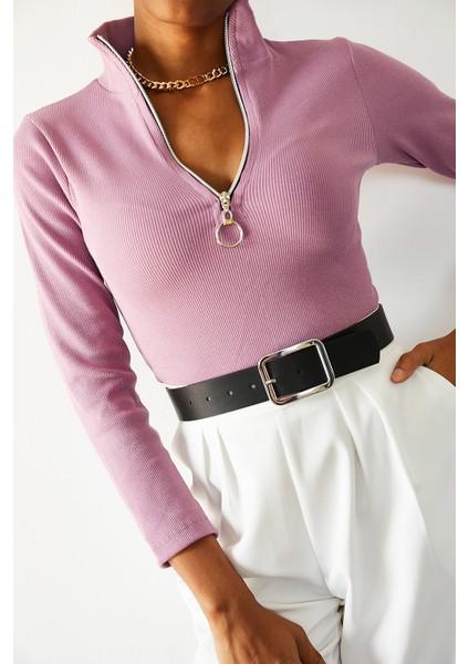 Pembe Kaşkorse Fermuarlı Bluz 1KXK8-44690-20 fiyatları