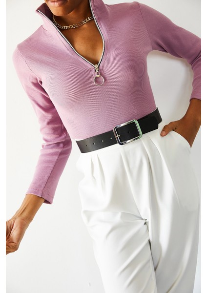Pembe Kaşkorse Fermuarlı Bluz 1KXK8-44690-20 modelleri