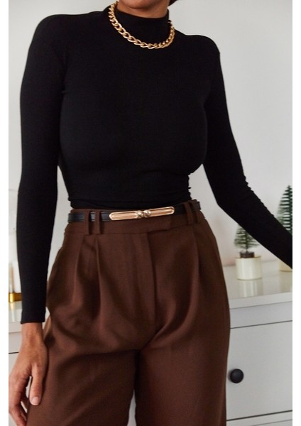 Siyah Sırtı Bağlamalı Bluz 1KXK2-44706-02