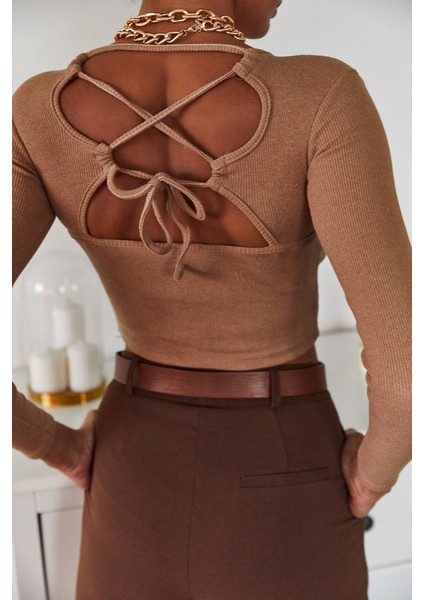 Kahverengi Sırt Detaylı Bluz 1KXK2-44702-18 fırsatları