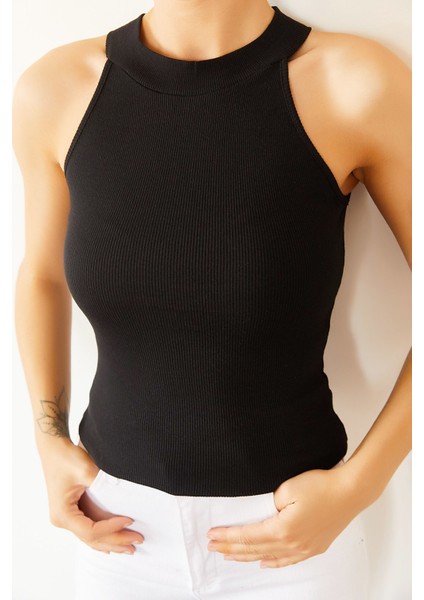 Siyah Karkorse Kolsuz Bluz 1KXK2-44687-02