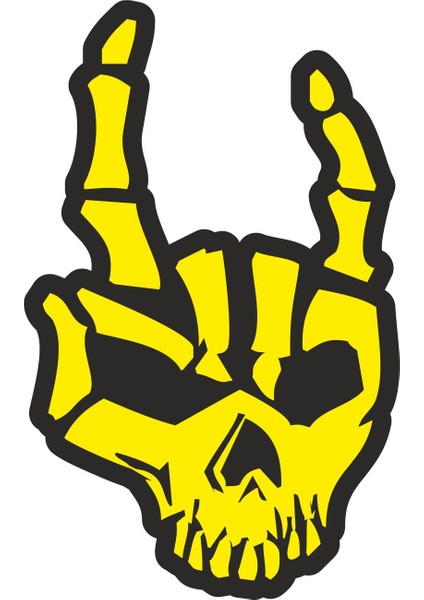 Rock&roll - Kurukafa - El Işareti - Müzik - Motorcu Sticker - 14176