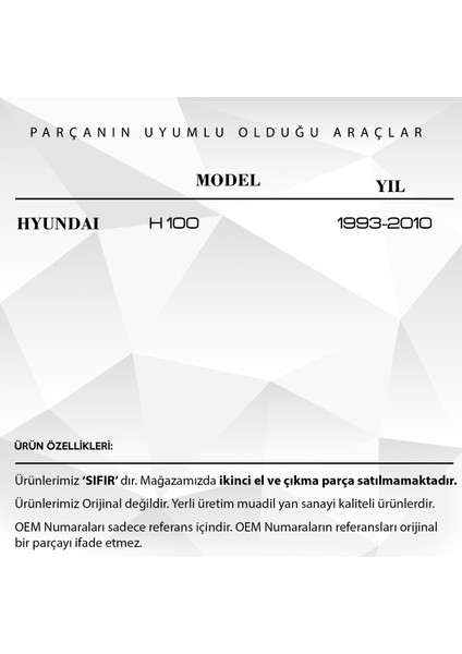 Hyundai H100 Için Pedal Lastiği