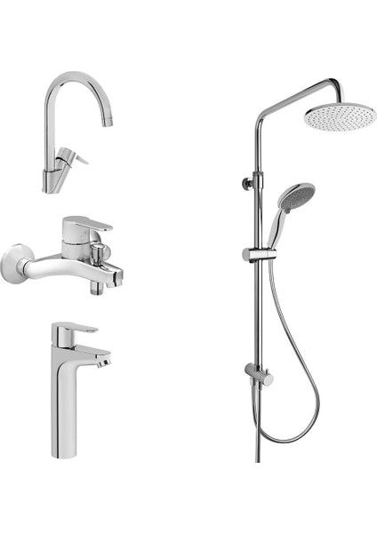 Win S Uzun Lavabo, Banyo, Eviye ve System Rain Tepe Duş Seti