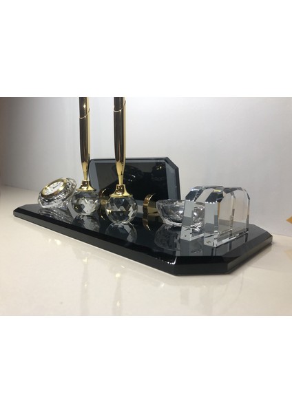 İsme Özel Cam Çift Kalem Masaüstü Isimlik Seti modelleri