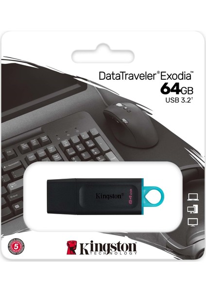 64GB USB 3.2 Exodia Datatraveler Exodia (Black + Teal)