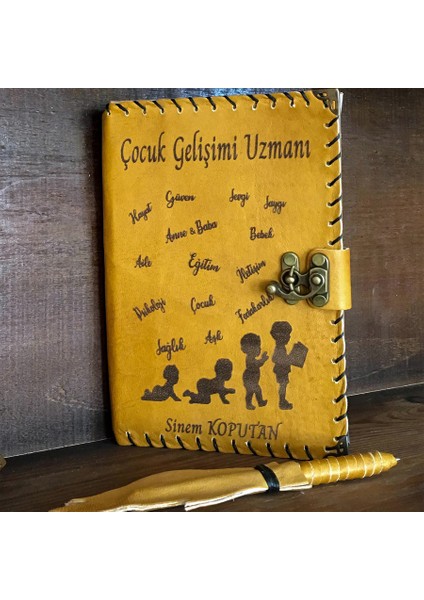 İsme Özel Çocuk Gelişim Uzmanına Deri Defter