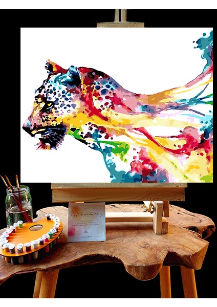 N1007 Kaplan Kasnağa Gerili Numaralı Boyama Seti 40 x 50 cm