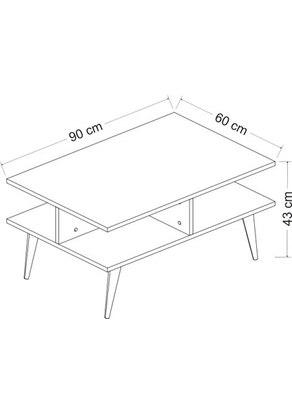 Ahşap Ayaklı Modern Dekoratif Orta Sehpa 90 cm Beyaz