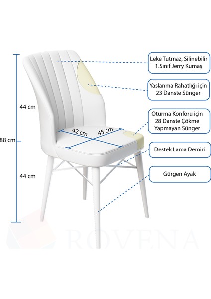 Liva 6 Adet Beyaz Gürgen Ayaklı sandalye