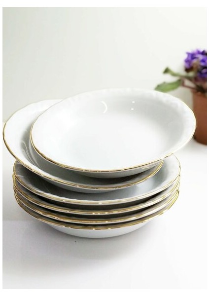 Porselen Tabak 16 cm Altın Yaldız Model 6'lı