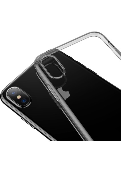 iPhone x Baseus Simplecity Serisi Tıpalı Silikon Kılıf Füme