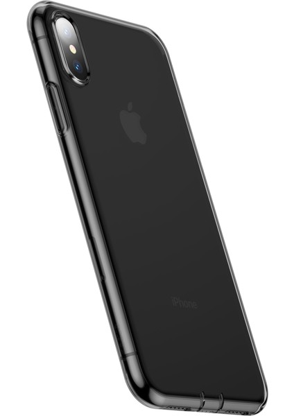 iPhone x Baseus Simplecity Serisi Tıpalı Silikon Kılıf Füme