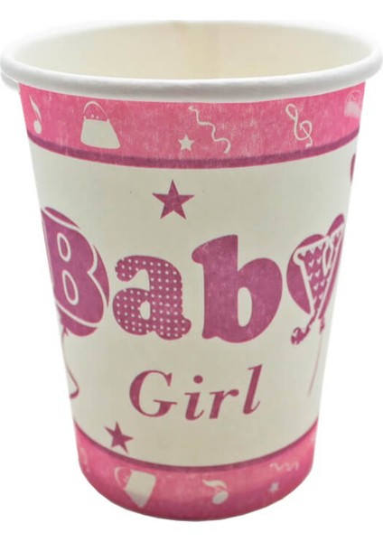 Baby Shower Karton Bardak, Pembe - 8 Adet