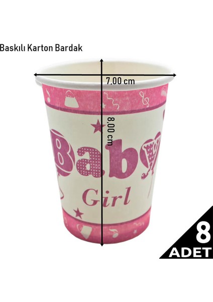 Baby Shower Karton Bardak, Pembe - 8 Adet modelleri