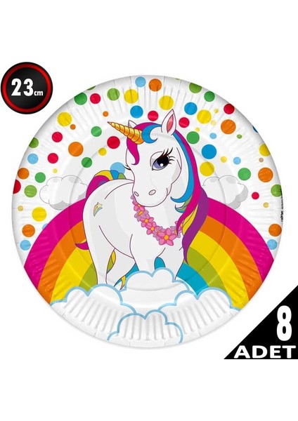 Unicorn Rainbow Kağıt Tabak, 23 cm - 8 Adet fiyatları