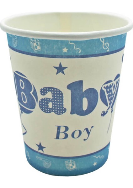 Baby Shower Karton Bardak, Mavi - 8 Adet