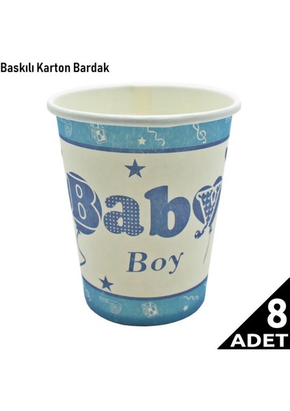 Baby Shower Karton Bardak, Mavi - 8 Adet fiyatları