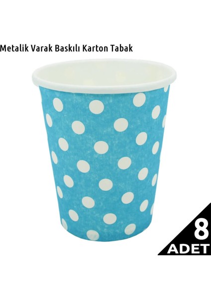 Puanlı Karton Bardak, Mavi - 8 Adet fiyatları