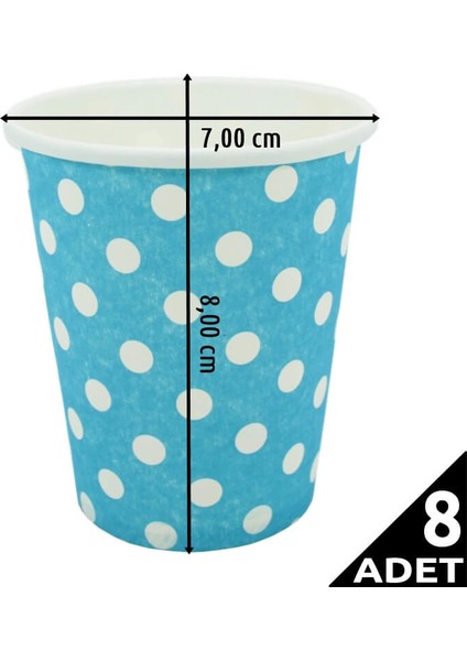 Puanlı Karton Bardak, Mavi - 8 Adet modelleri