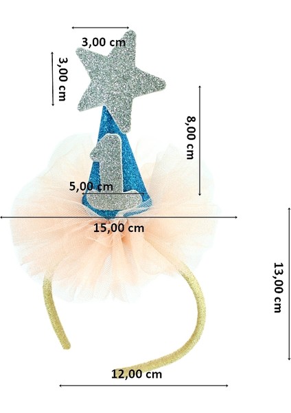 Süsle Bebek ve Parti 1 Yaş Doğum Günü Tacı - Mavi