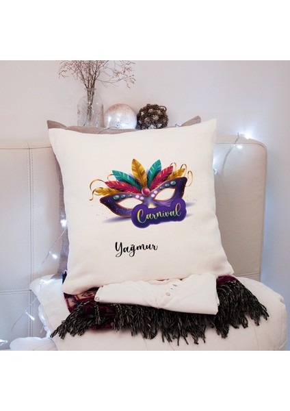 Kişiye Özel Hediye Isimli Carnaval Baskılı Yastık Kılıfı 2021